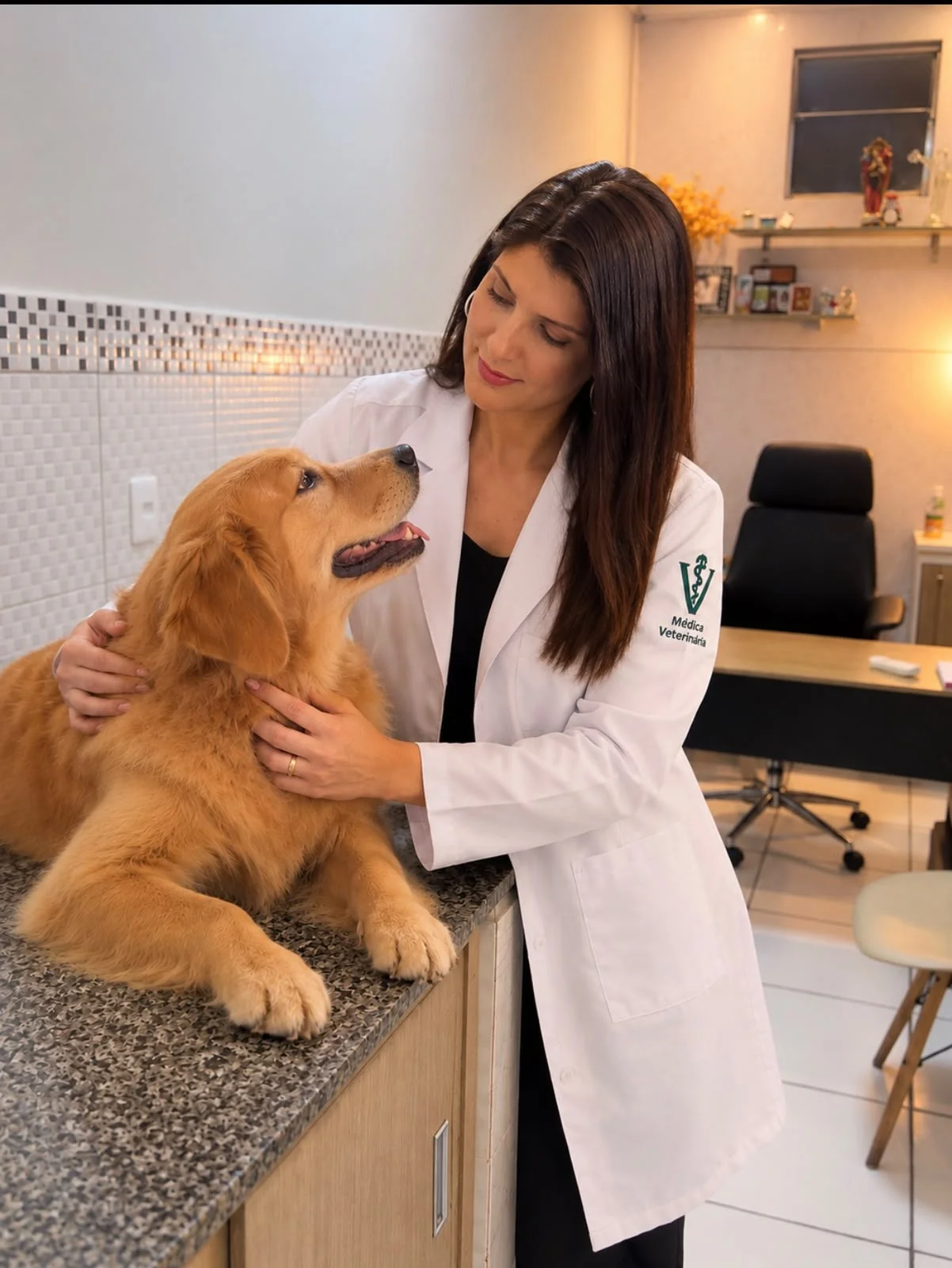 Atendimento veterinário de um cão pela equipe Vida Animal